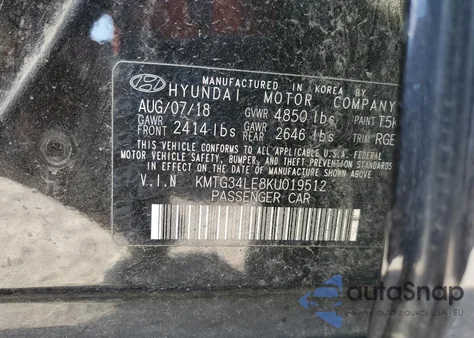 2019 Genesis G70 Prestige из США, поврежденный, VIN KMTG34LE8KU019512